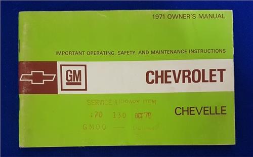 OM CHEVELLE 1971 OWNERS MANUAL  20366