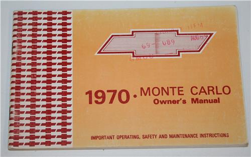 1970 CHEVROLET MONTE CARLO NEW VEHICLE OWNERS GUIDE 20343