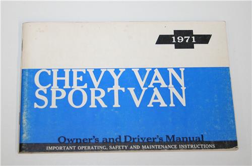 1971 SHEVROLET SPORT VAN NEW VEHICLE OWNERS GUIDE 20365